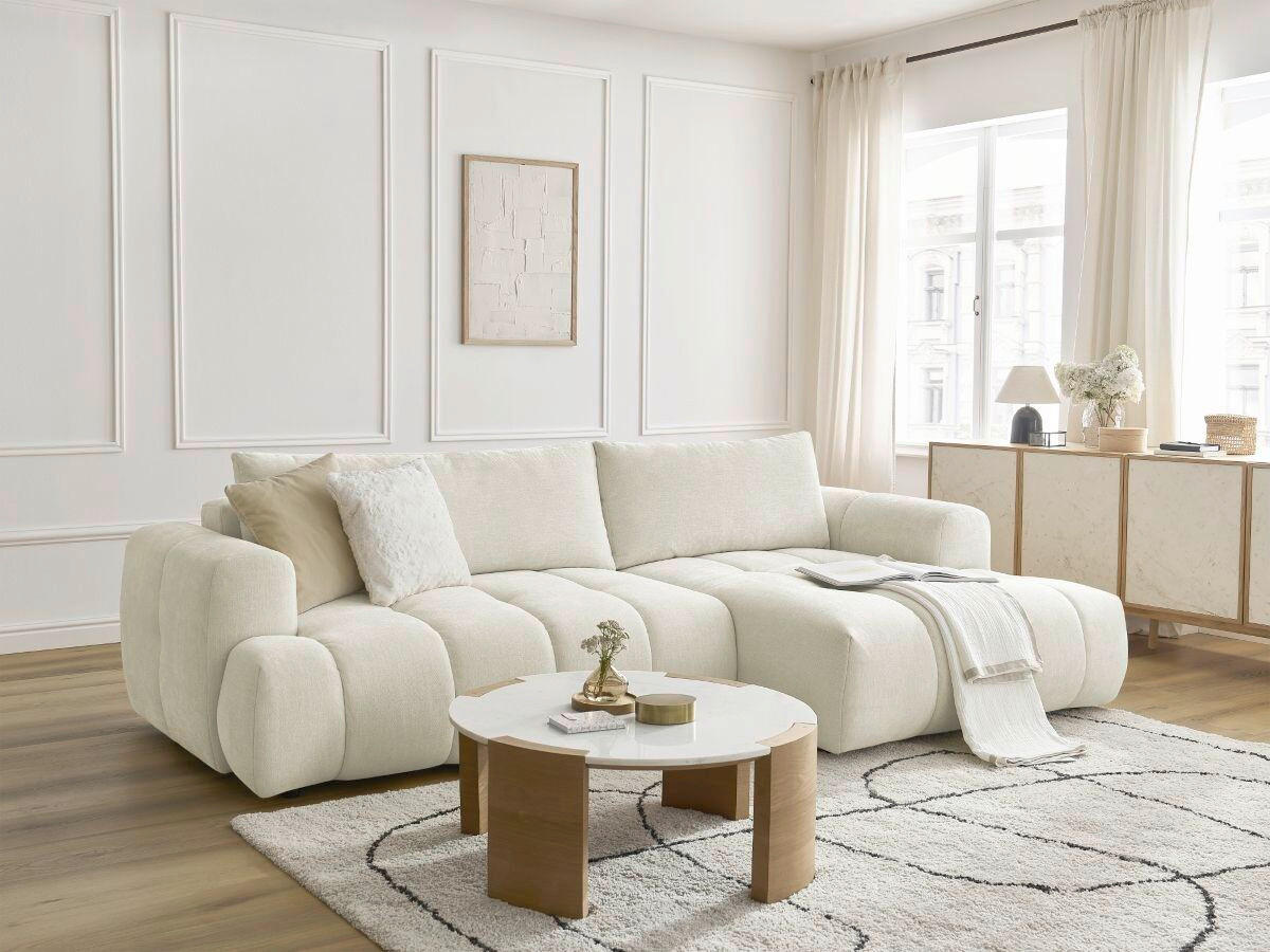 ECKSCHLAFSOFA FUJI Leinenoptik Beige  inkl.  - Beige/Schwarz, MODERN, Kunststoff/Textil (292/160cm)