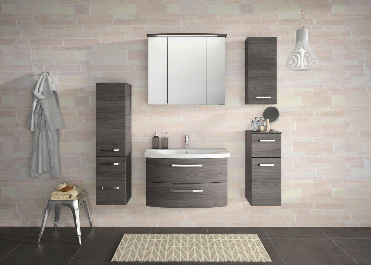 BADEZIMMER 3-teilig  in 84 cm  - Chromfarben/Graphitfarben, MODERN, Glas/Keramik (84cm) - Sadena