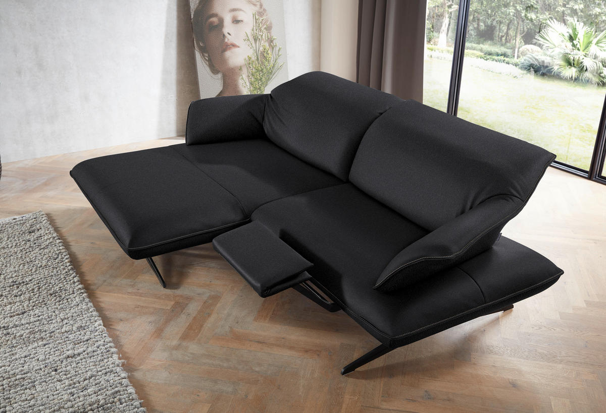 ECKSOFA in Echtleder Schwarz  - Beige/Schwarz, Design, Leder/Metall (169/252cm) - Koinor