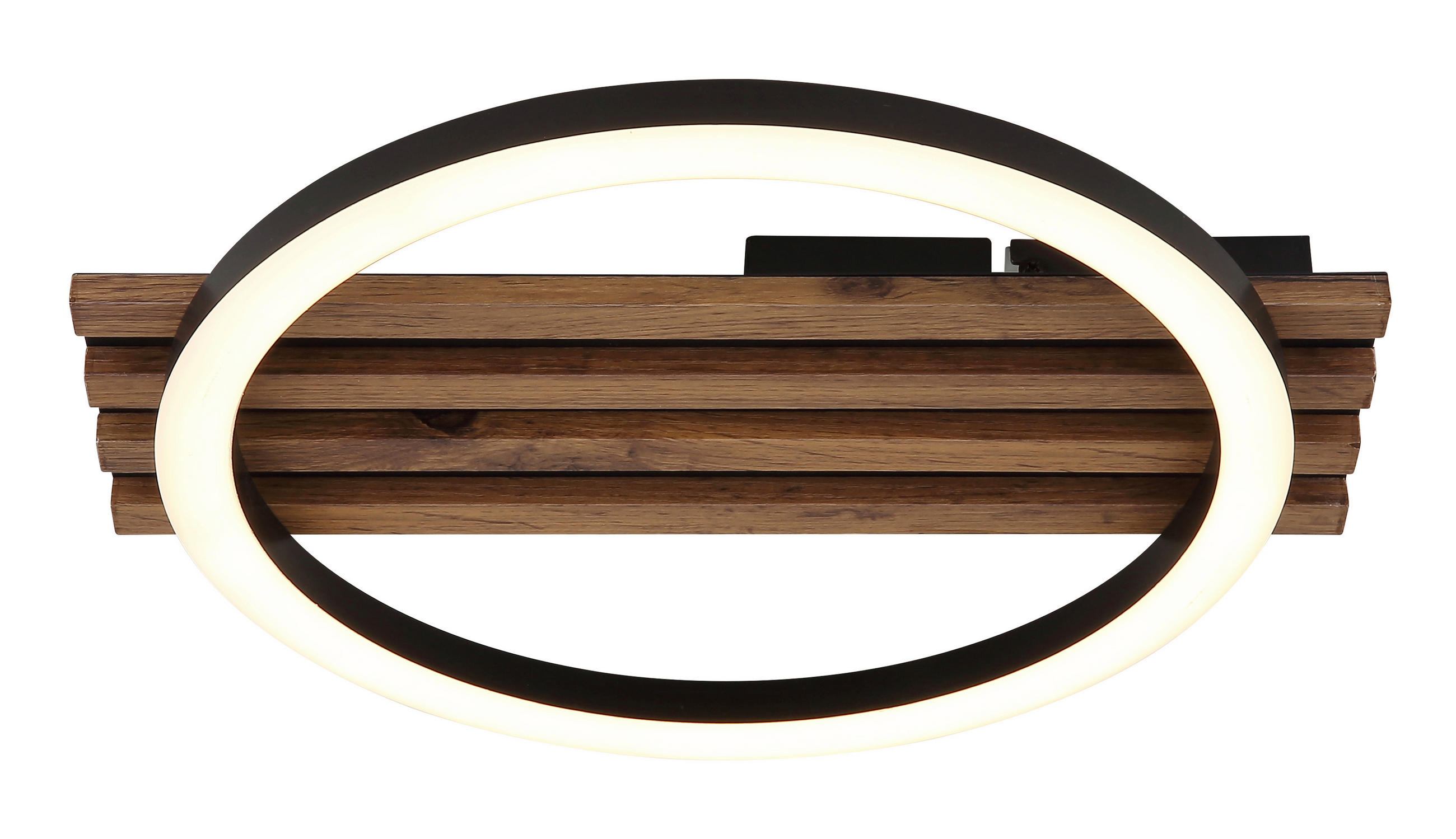 LED-DECKENLEUCHTE 34/30/6 cm   - Dunkelbraun/Schwarz, Natur, Holzwerkstoff/Kunststoff (34/30/6cm) - Globo