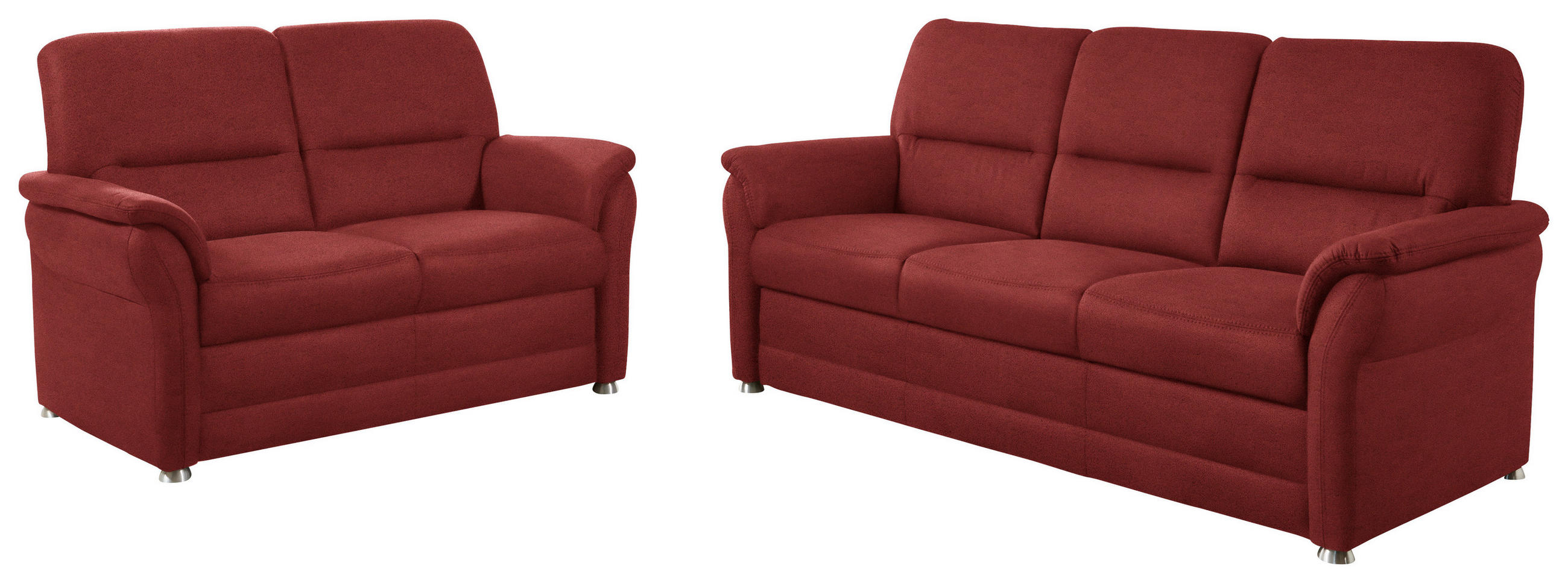 SITZGARNITUR in Mikrofaser Rotbraun  - Rotbraun/Alufarben, Konventionell, Textil/Metall (192/96/89cm) - Beldomo Comfort