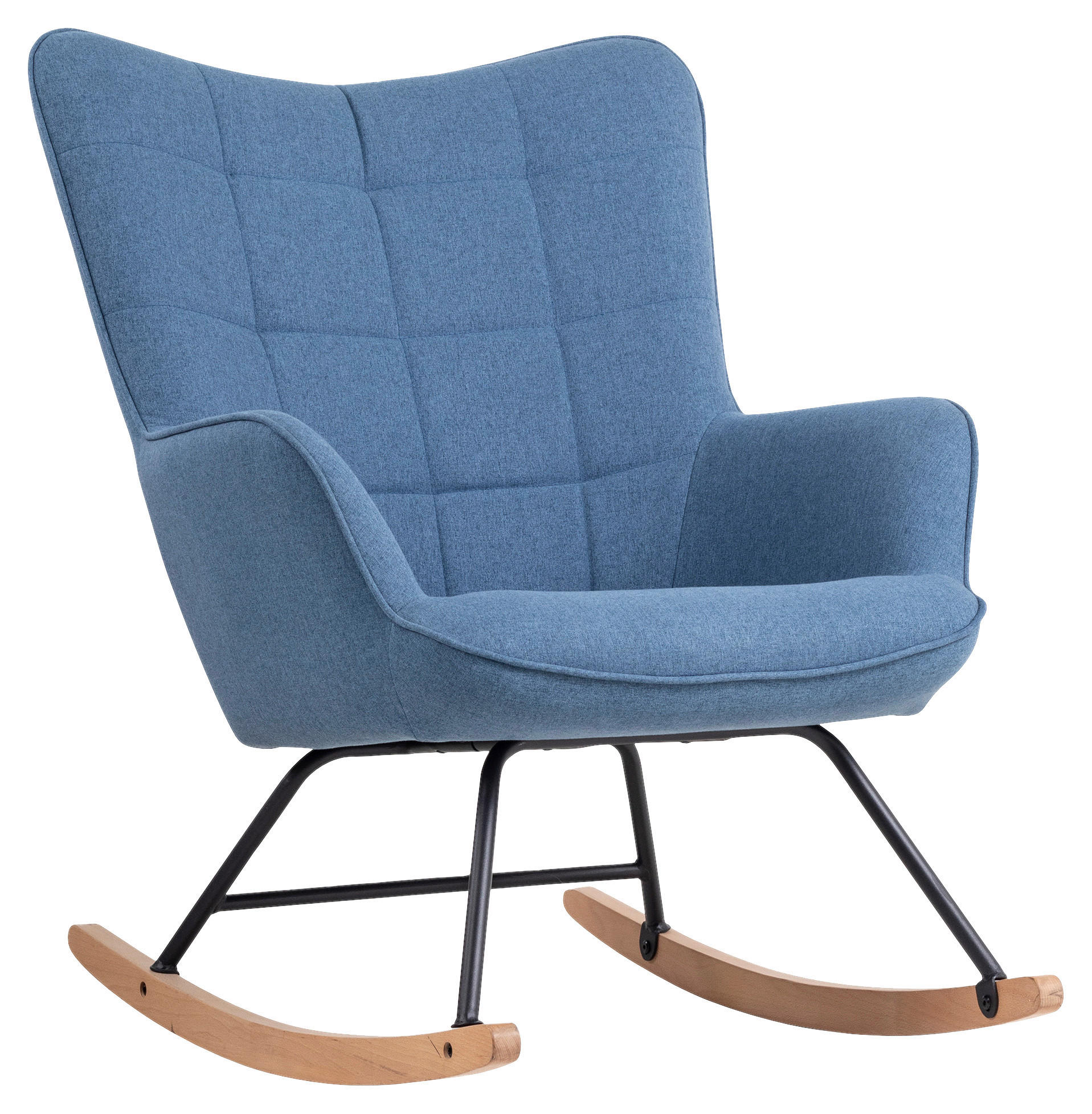 SCHAUKELSESSEL in Webstoff Blau  - Blau/Buchefarben, MODERN, Holz/Textil (72/92/92cm) - MID.YOU