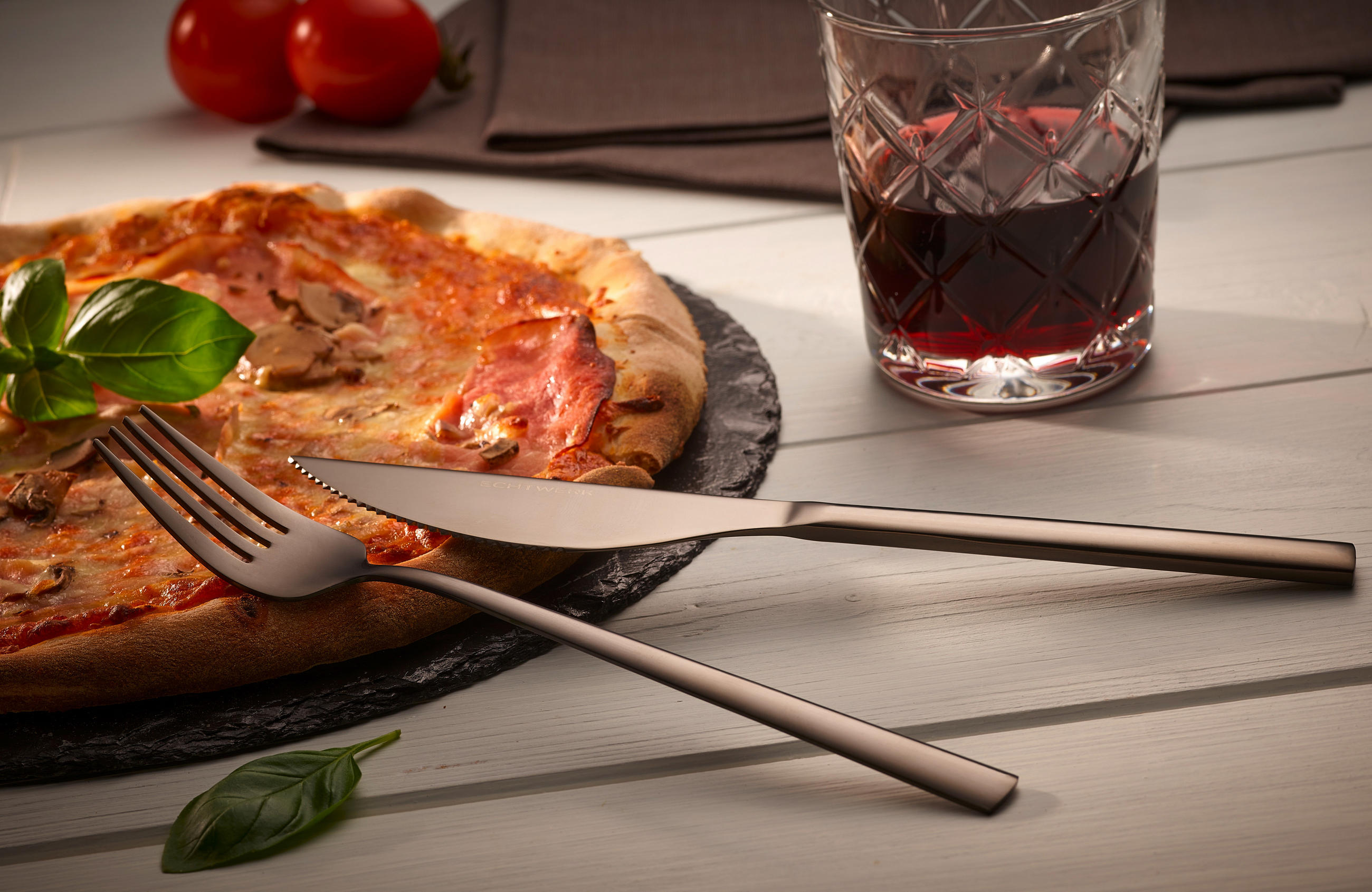 Pizzabesteck für 4 Personen Edelstahl  - Schwarz, Basics, Metall (23cm) - Echtwerk