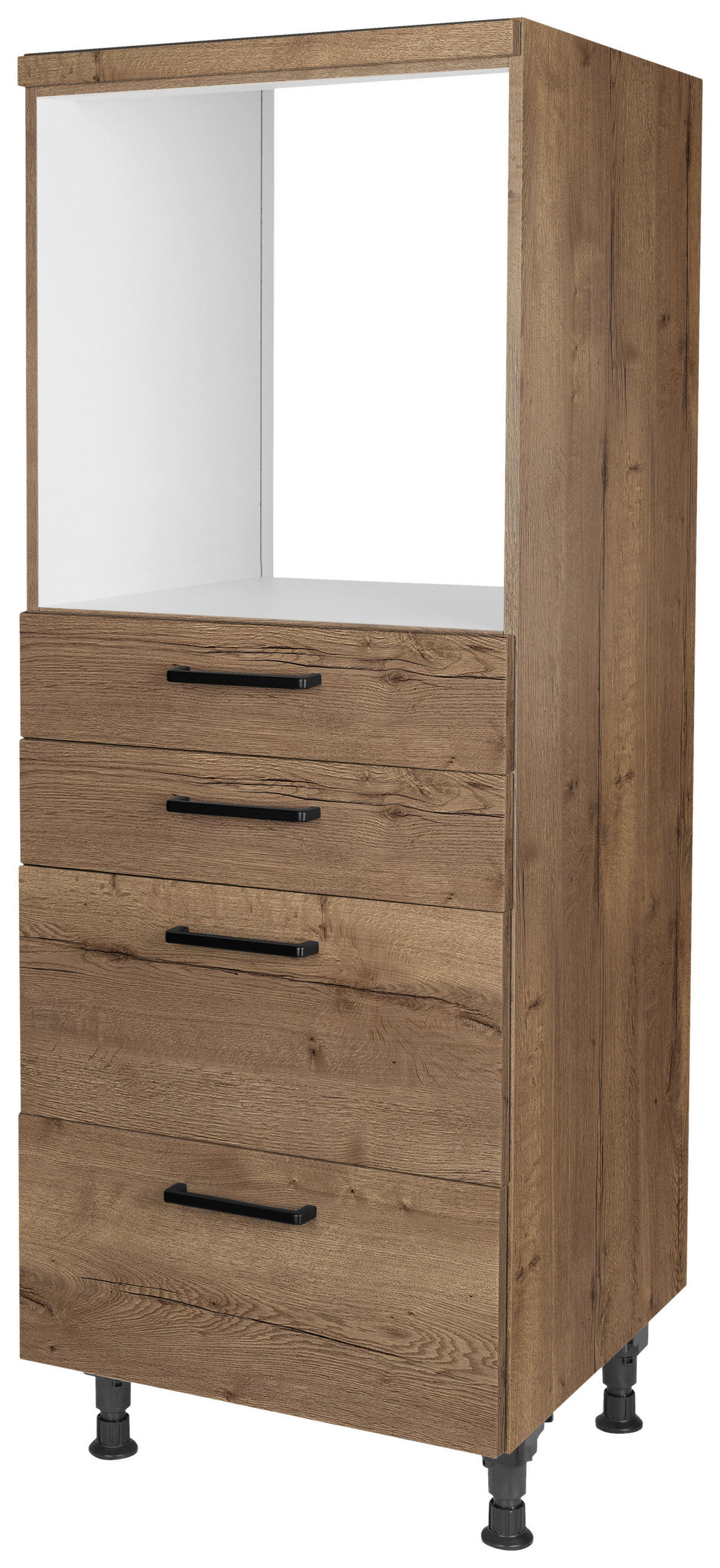 GERÄTEUMBAUSCHRANK 60/168/58 cm in Eiche dunkel - Eiche dunkel/Schwarz, MODERN, Holzwerkstoff/Metall (60/168/58cm) - Nobilia