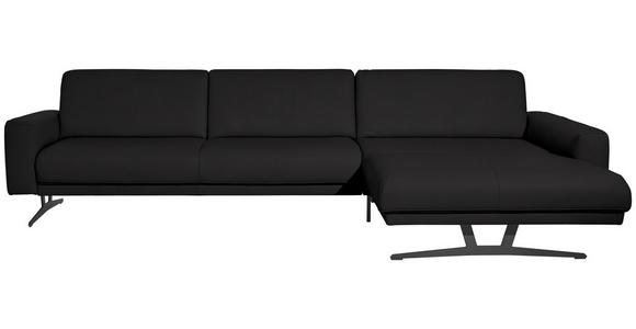 ECKSOFA in Echtleder Schwarz  - Anthrazit/Schwarz, KONVENTIONELL, Leder/Metall (324/182cm) - Ambiente