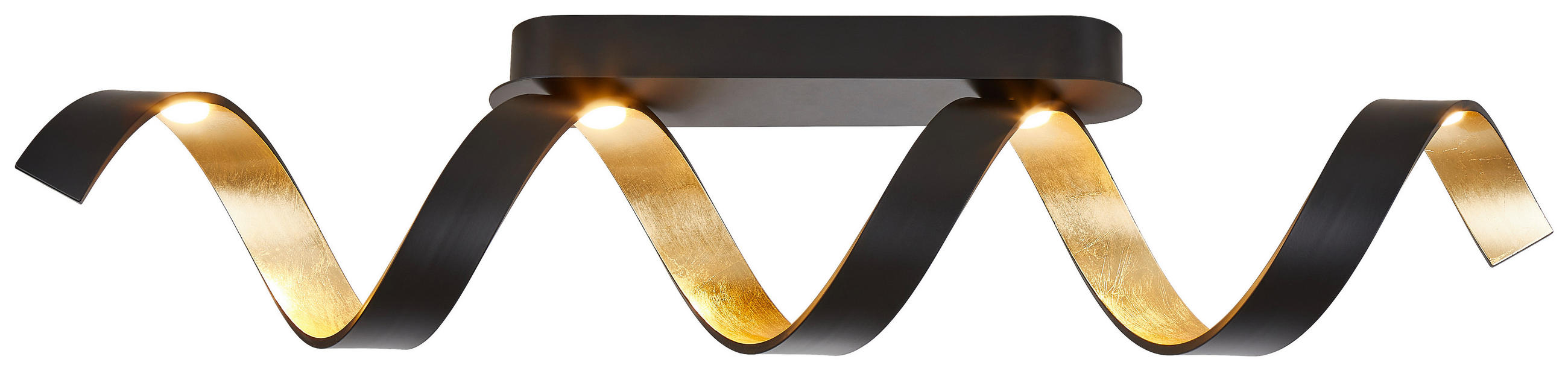 LED-DECKENLEUCHTE Helix 80/35/13,5 cm   - Goldfarben/Schwarz, Design, Metall (80/35/13,5cm)