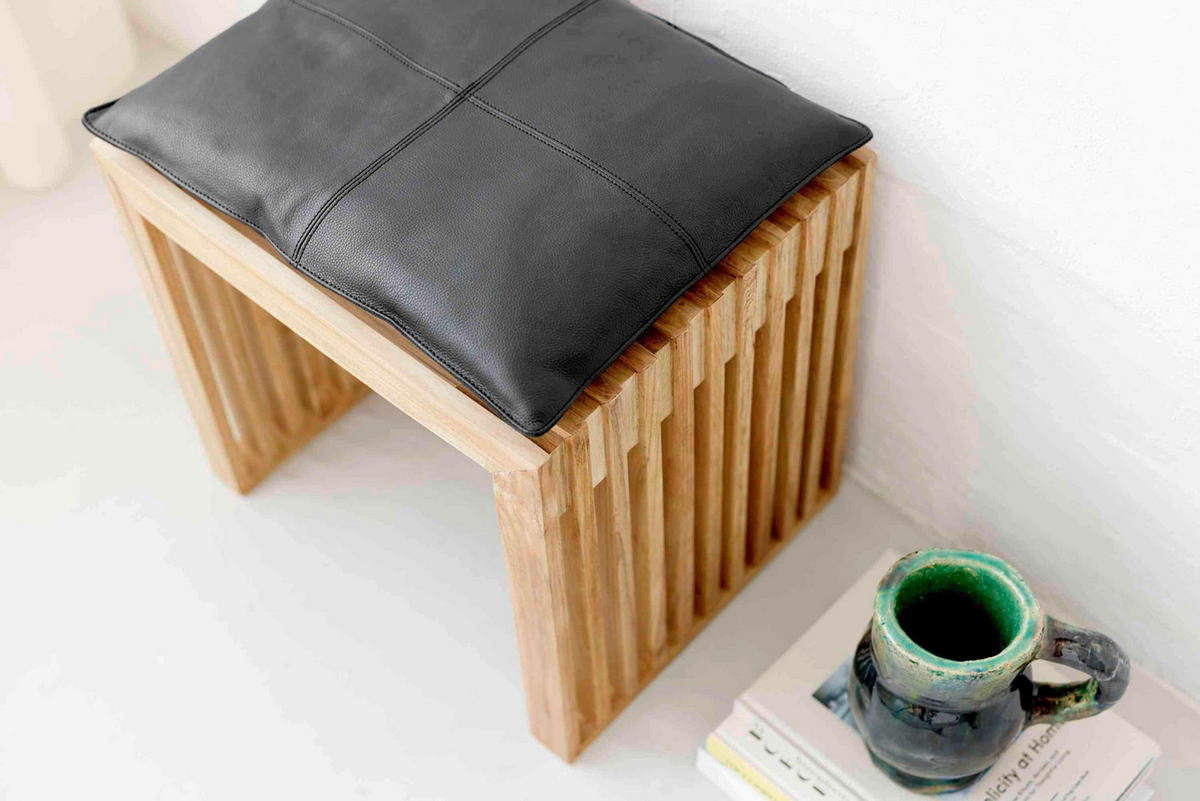 HOCKER Holz Teakfarben  - Teakfarben, Konventionell, Holz (45/43/35cm) - MID.YOU