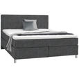 BOXSPRINGBETT 180/200 cm in Grau - Chromfarben/Grau, KONVENTIONELL, Kunststoff/Textil (180/200cm) - Voleo