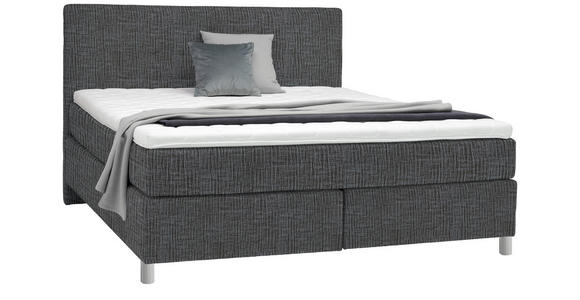 BOXSPRINGBETT 180/200 cm in Grau - Chromfarben/Grau, KONVENTIONELL, Kunststoff/Textil (180/200cm) - Voleo
