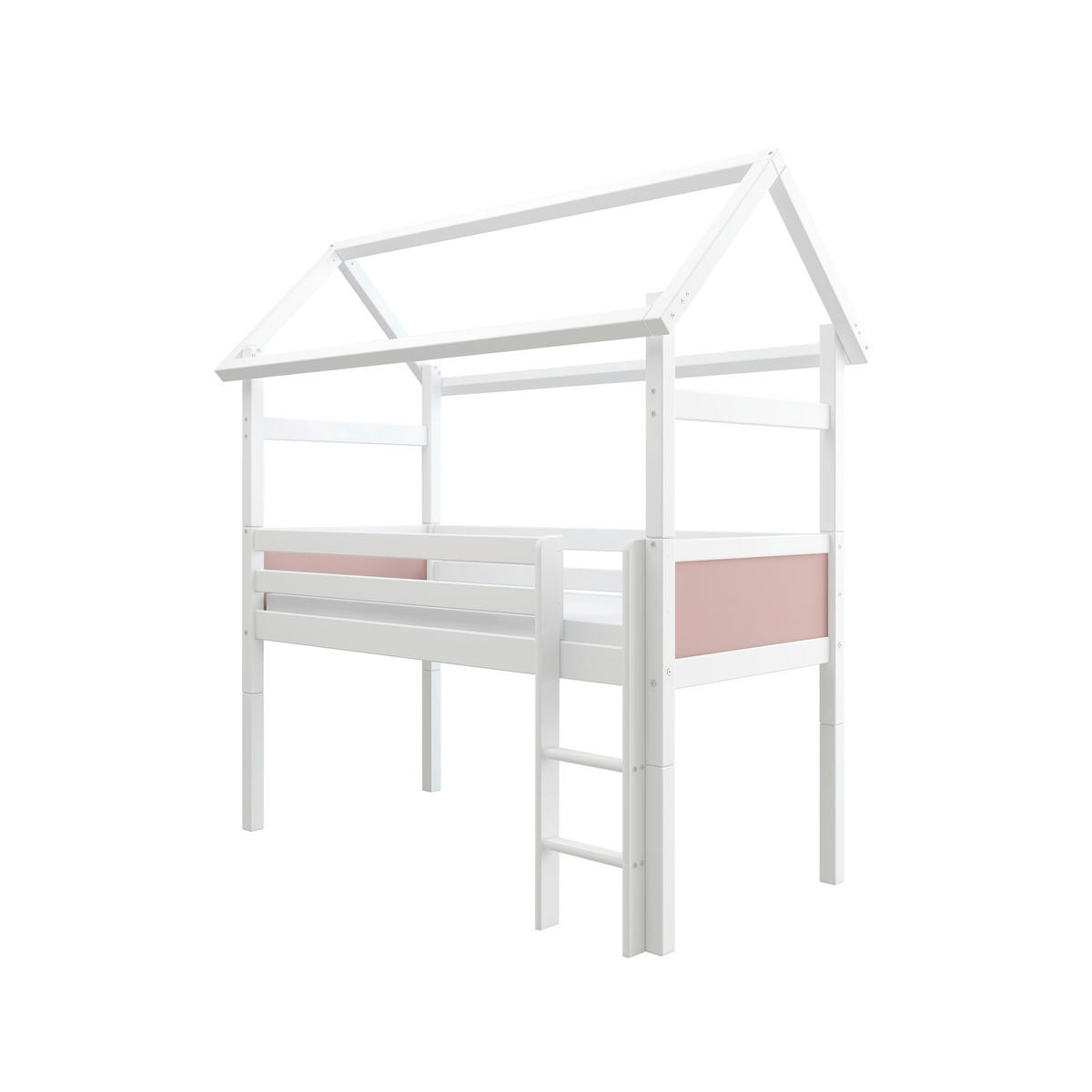 HOCHBETT 90/200 cm,  in Rosa, Weiß, Leiter, Rollrost  - Rosa/Weiß, MODERN, Holz (90/200cm) - Chameo