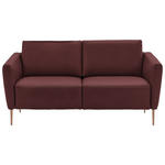 2-SITZER-SOFA  in Echtleder Bordeaux   - Eichefarben/Bordeaux, Natur, Leder/Holz (182/86/87cm) - Valnatura
