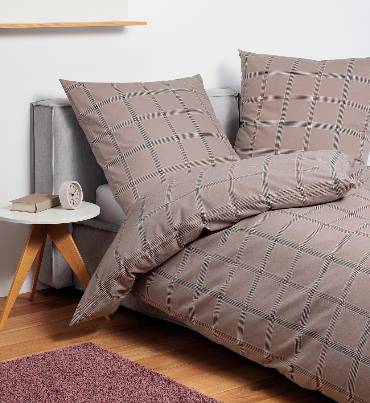BETTWÄSCHE 2-teilig Biber 135/200 cm  - Taupe, Basics, Textil (135/200cm) - Janine