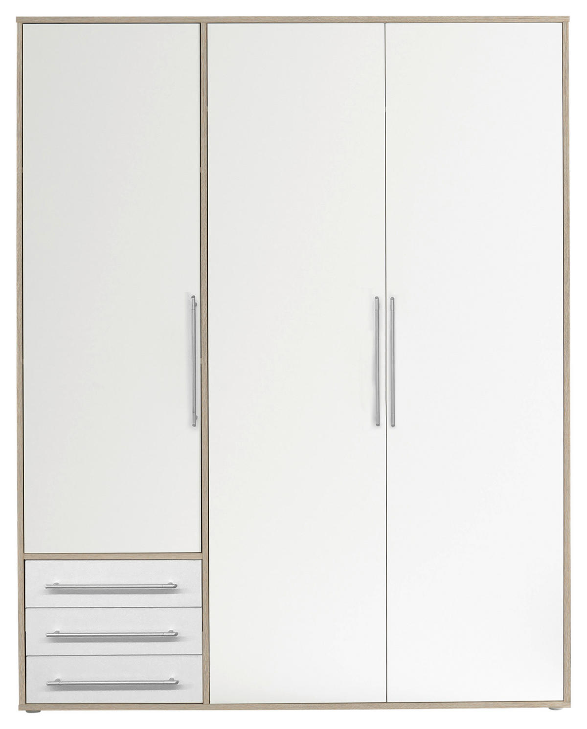 OMARA S KLASIČNIMI VRATI, bela, hrast san remo  - srebrne barve/bela, Moderno, umetna masa/leseni material (155/194/58cm) - Livetastic