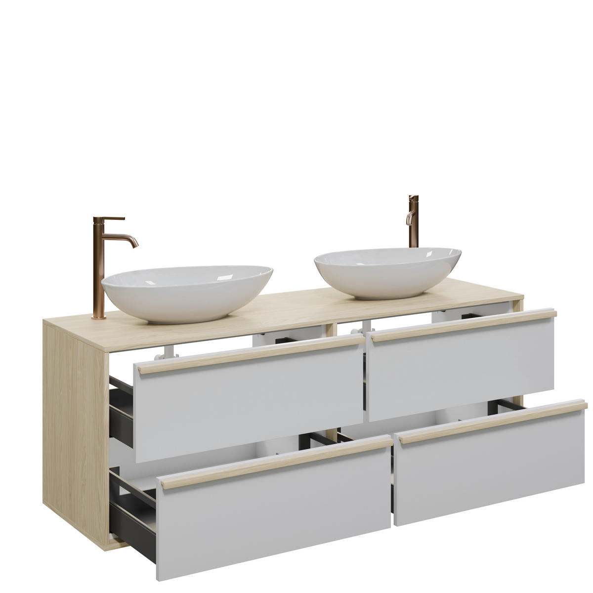 WASCHTISCHKOMBI 165,1 cm  - Eichefarben/Weiß, MODERN, Holz/Keramik (165,1cm) - Celina Home