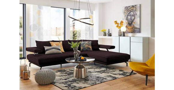 ECKSOFA in Mikrofaser Dunkelbraun 305/224 cm - Dunkelbraun/Schwarz, Design, Textil/Metall (305/224cm) - Dieter Knoll