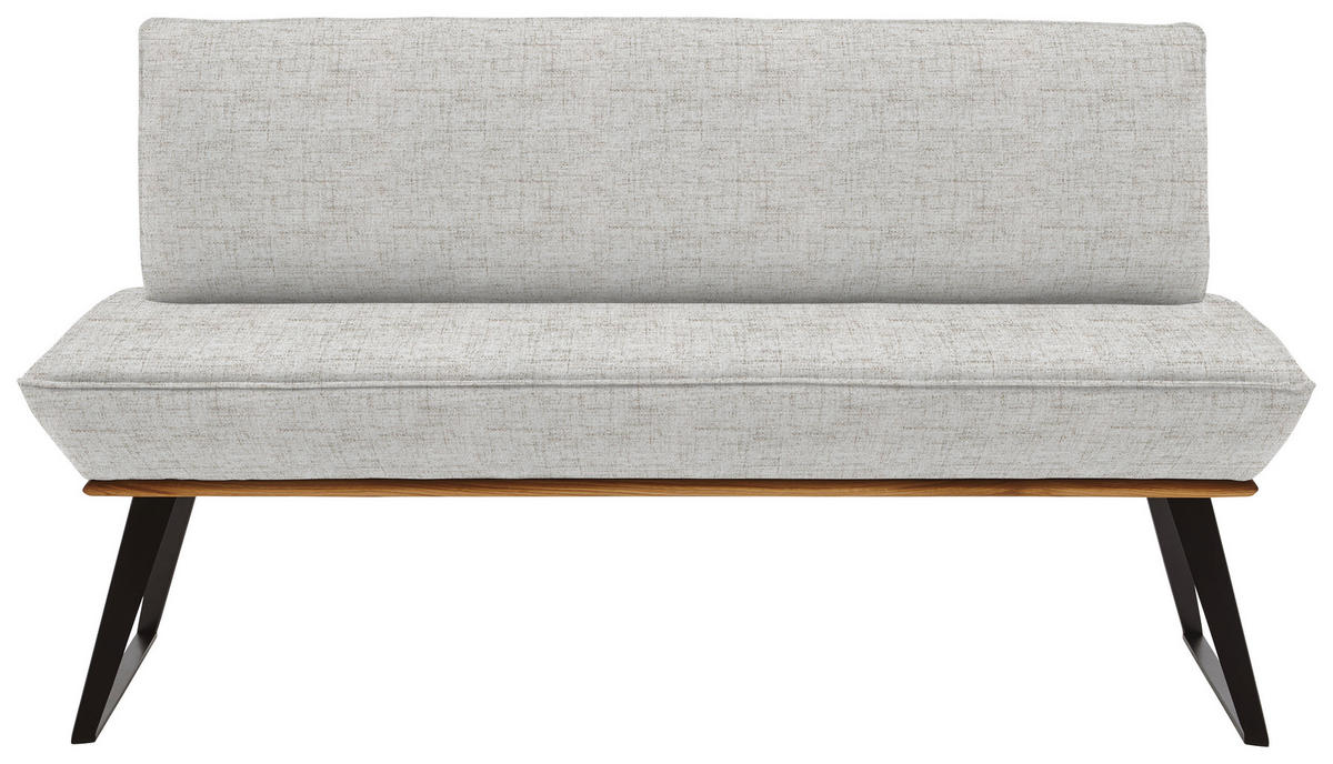 SITZBANK 160/87/64 cm Webstoff Schwarz, Eichefarben, Beige Eiche massiv Metall  - Eichefarben/Beige, Design, Holz/Textil (160/87/64cm) - Voleo