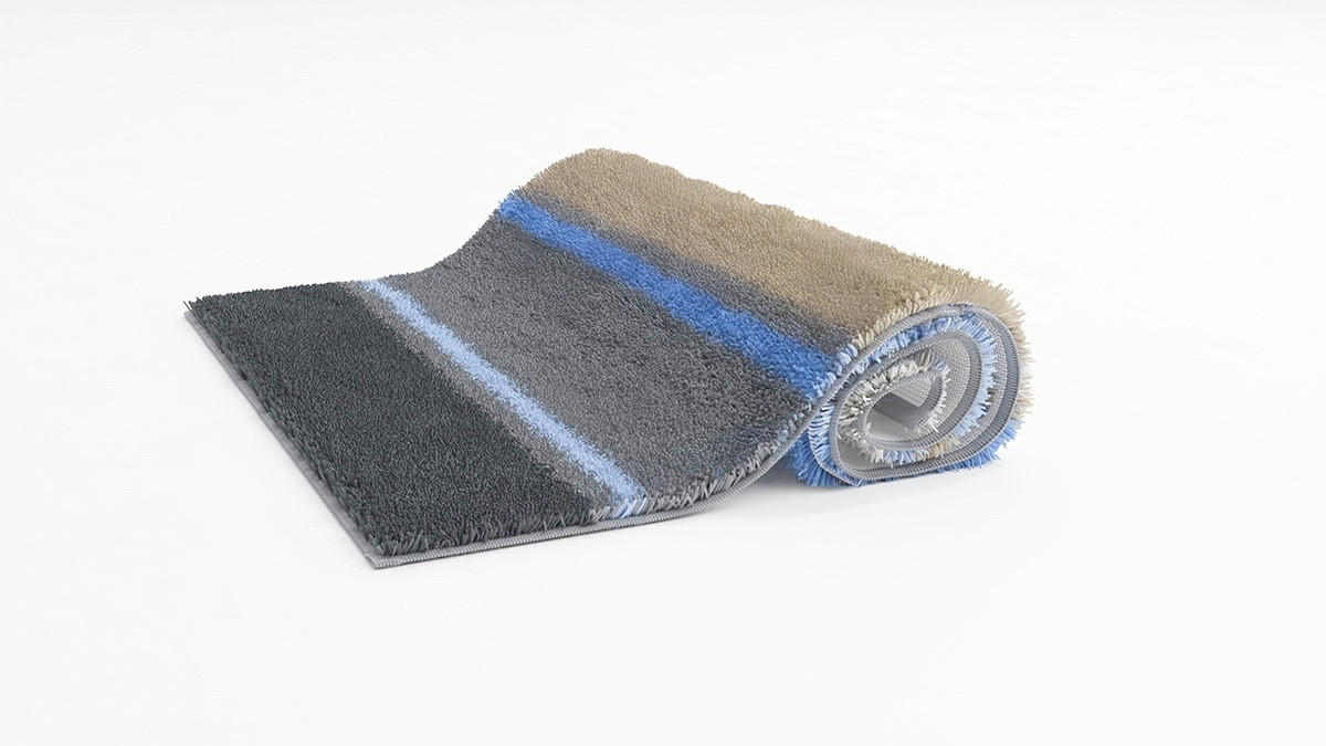 BADEMATTE Blau 60/90 cm  - Blau, Design, Kunststoff/Textil (60/90cm) - Grund