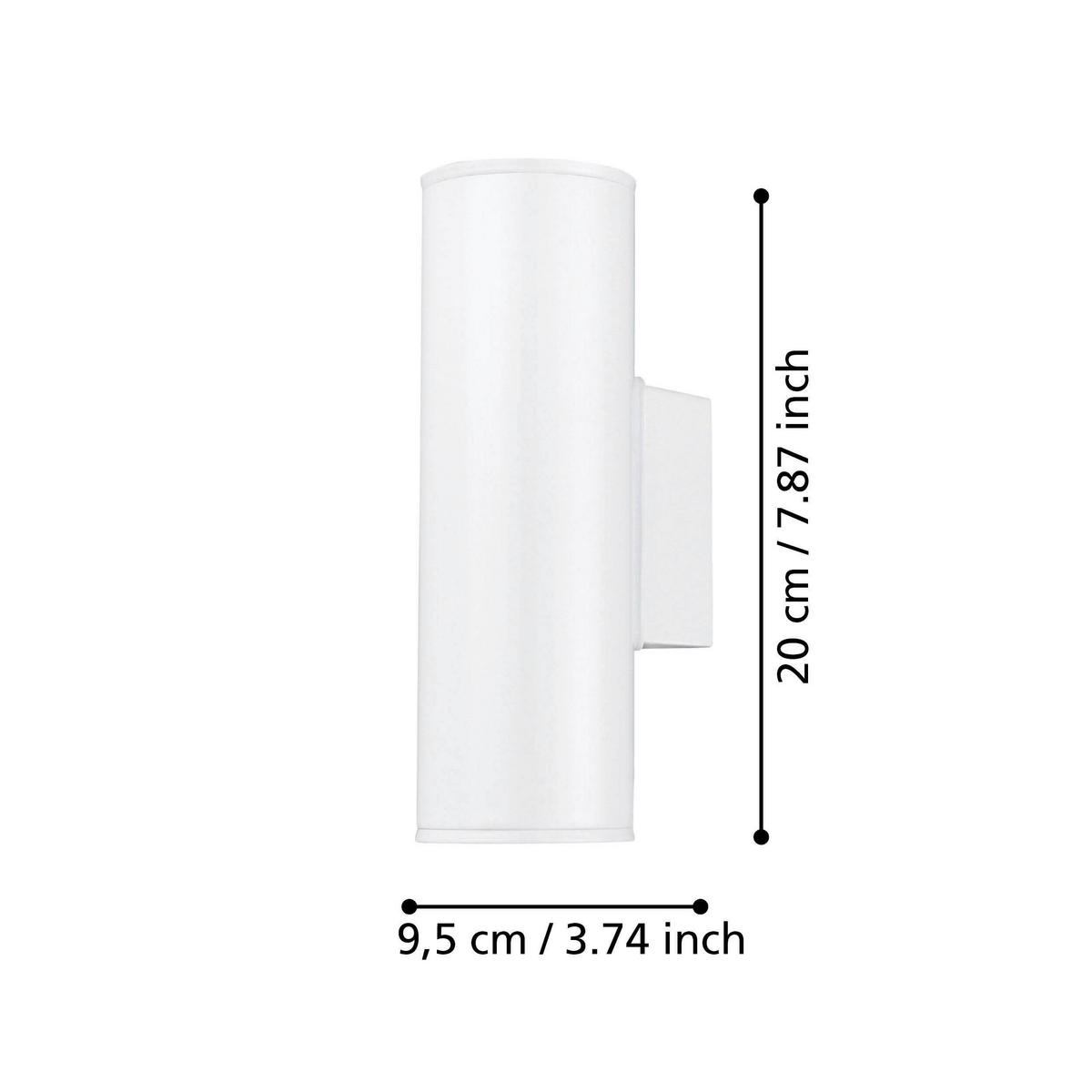 AUßENWANDLEUCHTE 9,5/20 cm   - Weiß, Design, Metall (9,5/20cm) - Eglo