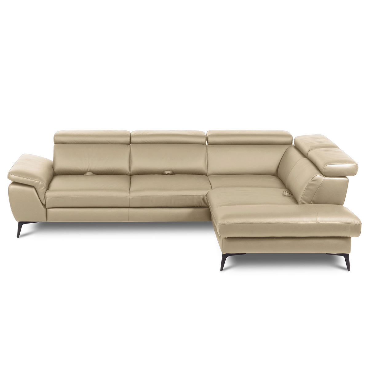 ECKSOFA  in Lederlook Echtleder Hellgrau  274/220 cm  - Hellgrau/Schwarz, Design, Leder/Textil (274/220cm) - Livetastic