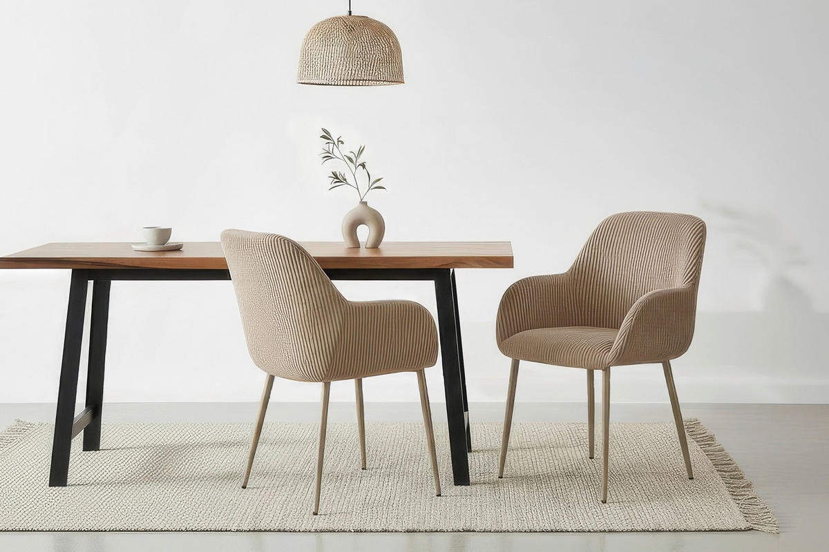STOLIČKA S PODRÚČKAMI, železo, kord, taupe - taupe, Design, kov/textil (57,5/84/61cm) - Xora
