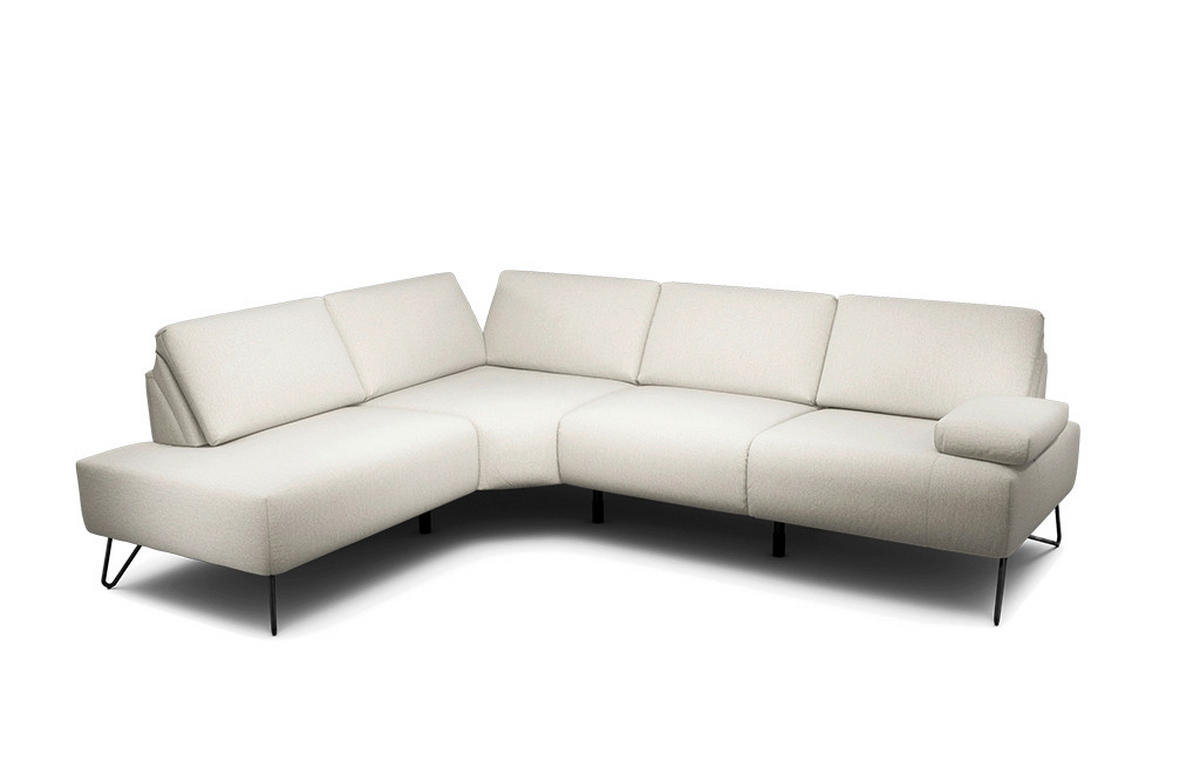 ECKSOFA in Chenille Naturfarben  193/248-263 cm  - Schwarz/Naturfarben, Design, Textil/Metall (193/248-263cm) - SENSOO