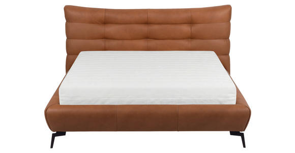 POLSTERBETT 180/200 cm,  in Cognac, gepolstertes Kopfteil,  - Cognac/Schwarz, Design, Leder/Metall (180/200cm) - Esposa