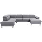 WOHNLANDSCHAFT in Webstoff Hellgrau  - Silberfarben/Hellgrau, Design, Textil/Metall (226/320/168cm) - Xora