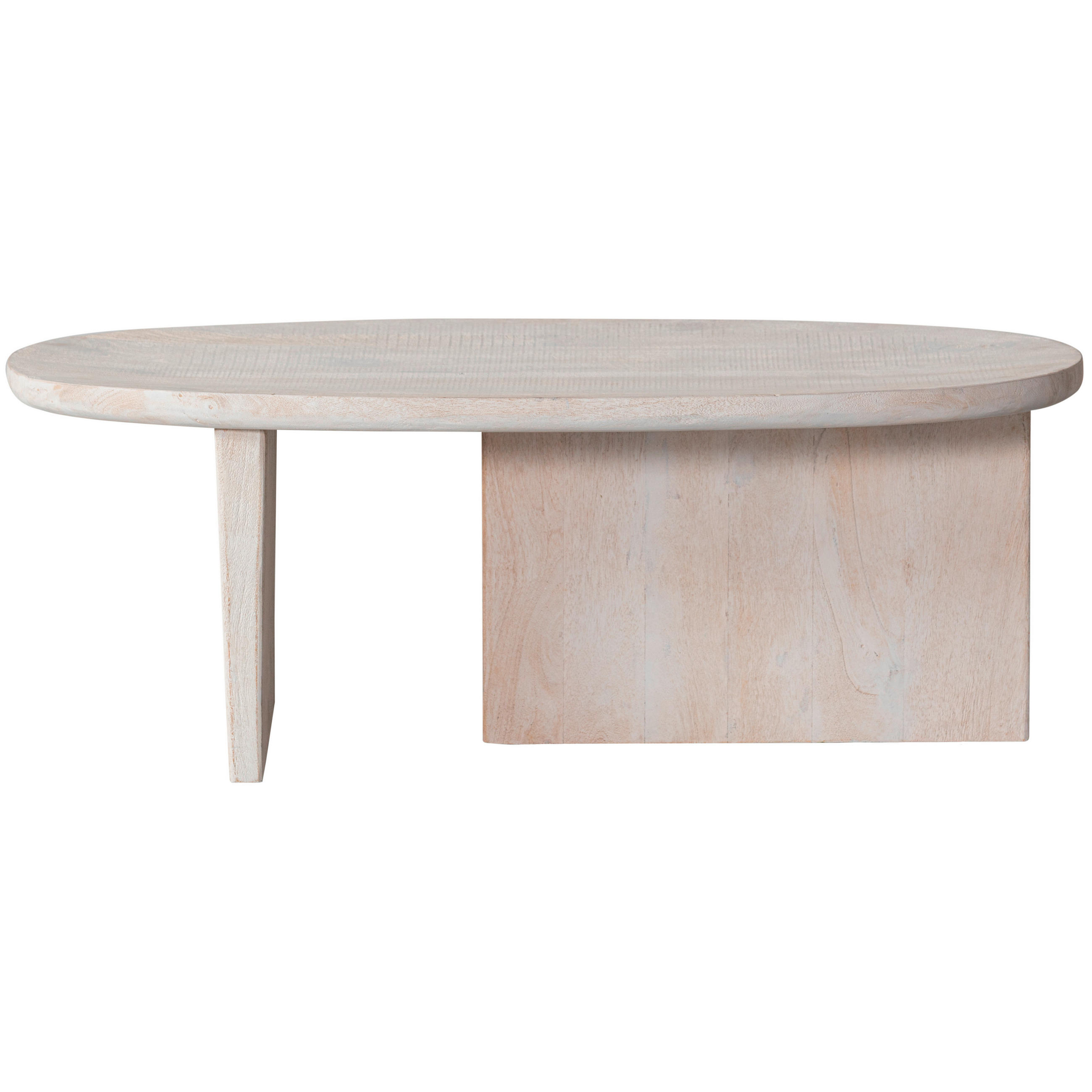 COUCHTISCH Seam Mangoholz massiv 110/60/40 cm oval Weiß, Naturfarben  - Weiß/Naturfarben, Design, Holz (110/60/40cm) - Livetastic