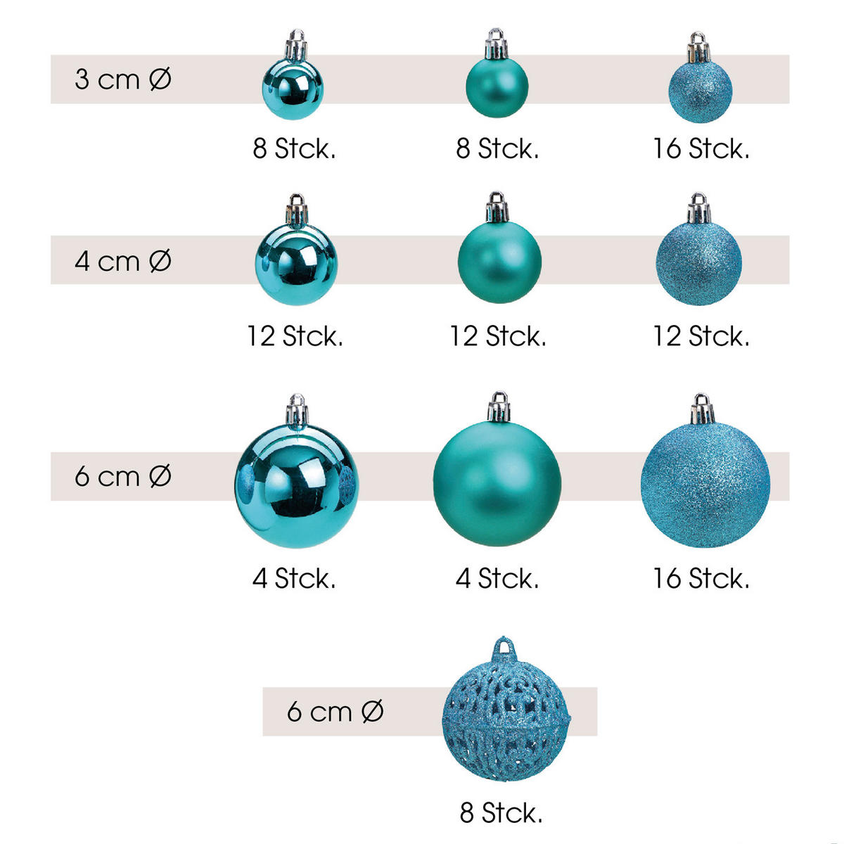 CHRISTBAUMKUGEL-SET 100-teilig  - Blau, Design, Kunststoff