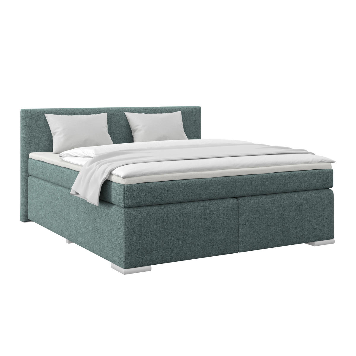 BOXSPRINGBETT 180/200 cm  in Blau  - Blau/Alufarben, Basics, Kunststoff/Textil (180/200cm) - Boxxx