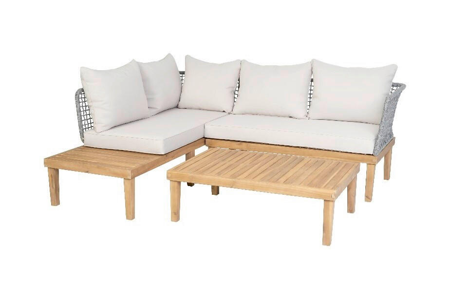 BAŠTENSKA GARNITURA  - boja akacije/bež, Konvencionalno, drvo/metal (65/100/33cm) - Ambia Garden