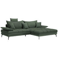 ECKSOFA in Webstoff Grün  292/176 cm  - Schwarz/Grün, MODERN, Textil/Metall (292/176cm) - Carryhome