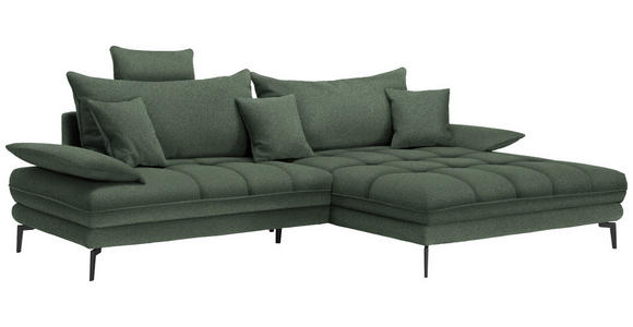 ECKSOFA in Webstoff Grün 292/176 cm - Schwarz/Grün, MODERN, Textil/Metall (292/176cm) - Carryhome