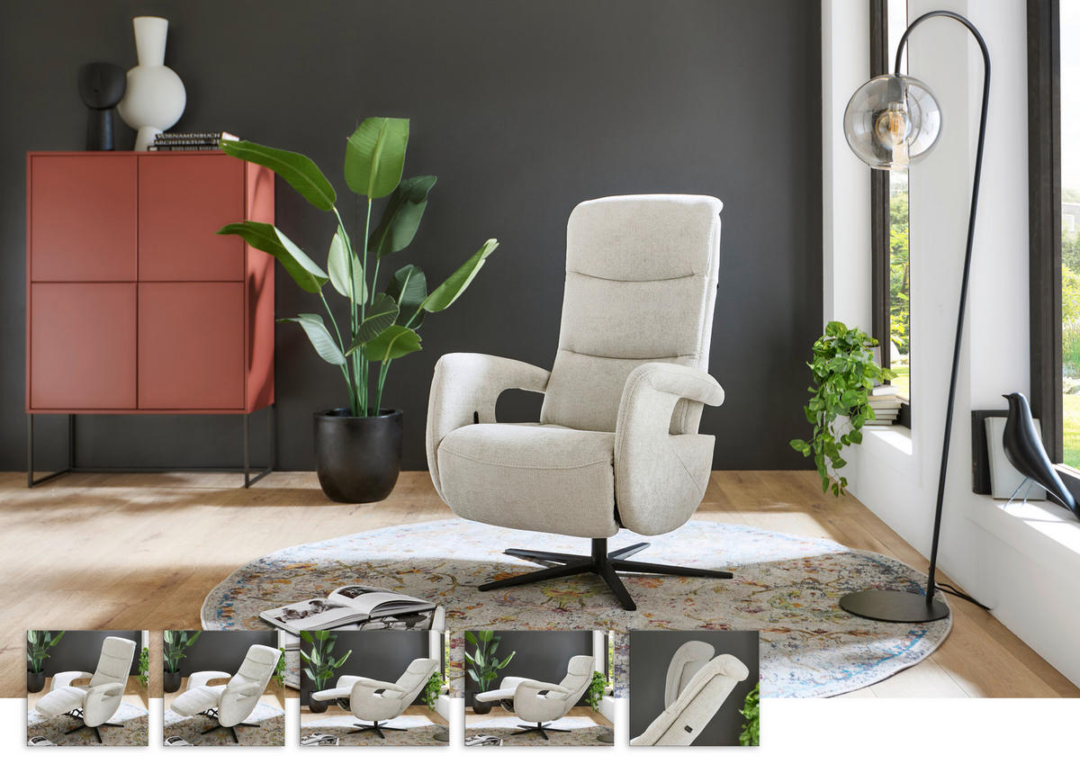 RELAXSESSEL Dieter Knoll Chenille    - Hellgrau/Schwarz, Design, Textil/Metall (71/110/83cm) - Dieter Knoll