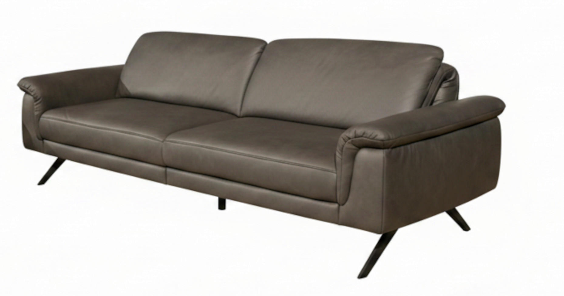 3-SITZER-SOFA Echtleder Dunkelgrau  - Dunkelgrau/Anthrazit, Design, Leder/Metall (222/82/102cm) - hülsta