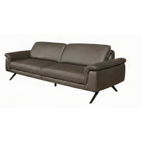3-SITZER-SOFA Echtleder Dunkelgrau  - Dunkelgrau/Anthrazit, Design, Leder/Metall (222/82/102cm) - hülsta