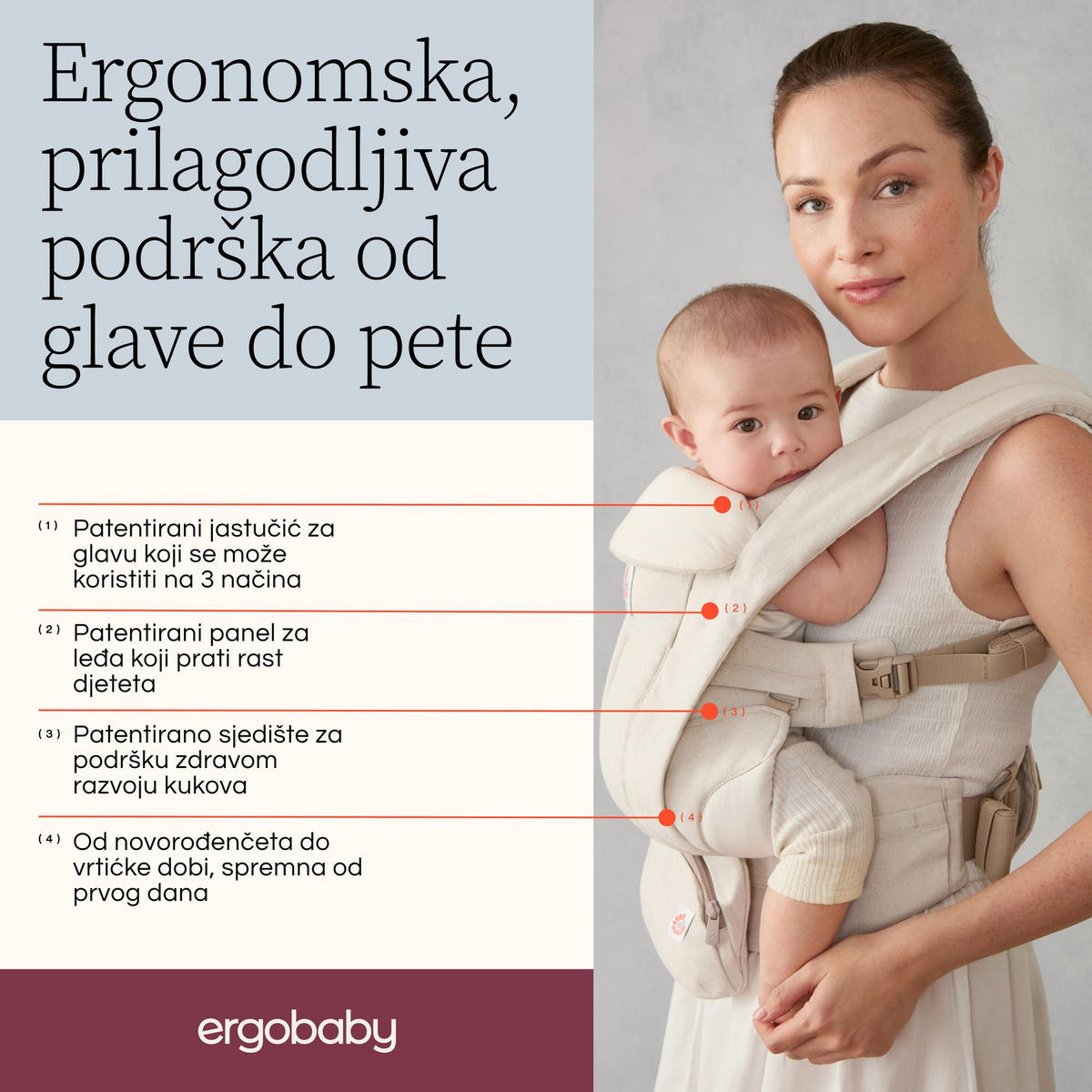 ERGONOMSKA NOSILJKA  Omni Deluxe Linen  - bijela, Basics, tekstil (26.5/27.5/14.8cm) - Ergobaby