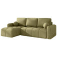 ECKSOFA Hellgrün Flachgewebe Zierkissen, Rückenkissen, Bettkasten, Schlaffunktion, Rücken echt, Liegefläche im Originalstoff  - Schwarz/Hellgrün, MODERN, Kunststoff/Textil (142/240cm) - Carryhome