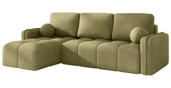 ECKSOFA Hellgrün Flachgewebe Zierkissen, Rückenkissen, Bettkasten, Schlaffunktion, Rücken echt, Liegefläche im Originalstoff  - Schwarz/Hellgrün, MODERN, Kunststoff/Textil (142/240cm) - Carryhome