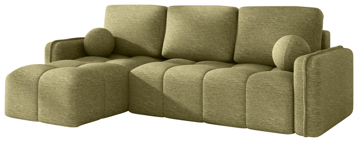 ECKSOFA  in Flachgewebe Hellgrün  - Schwarz/Hellgrün, MODERN, Kunststoff/Textil (142/240cm) - Carryhome