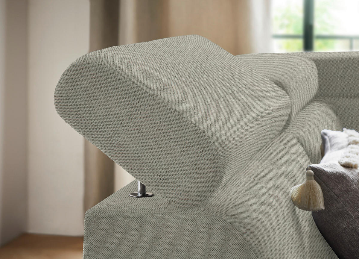 ECKSOFA in Webstoff Hellgrau  - Hellgrau/Schwarz, Design, Textil/Metall (203/260cm) - Stylife