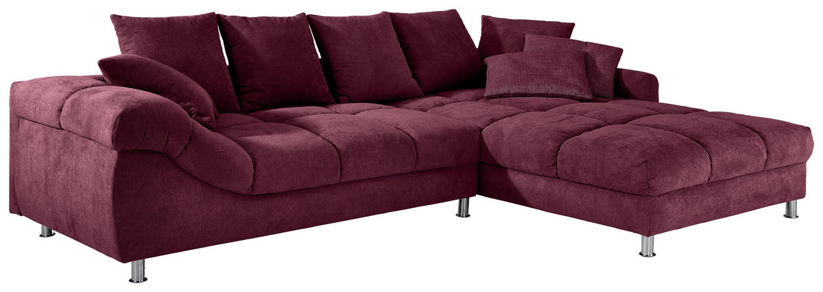 ECKSOFA in Webstoff Bordeaux  - Bordeaux, Design, Textil/Metall (337/228cm) - Carryhome