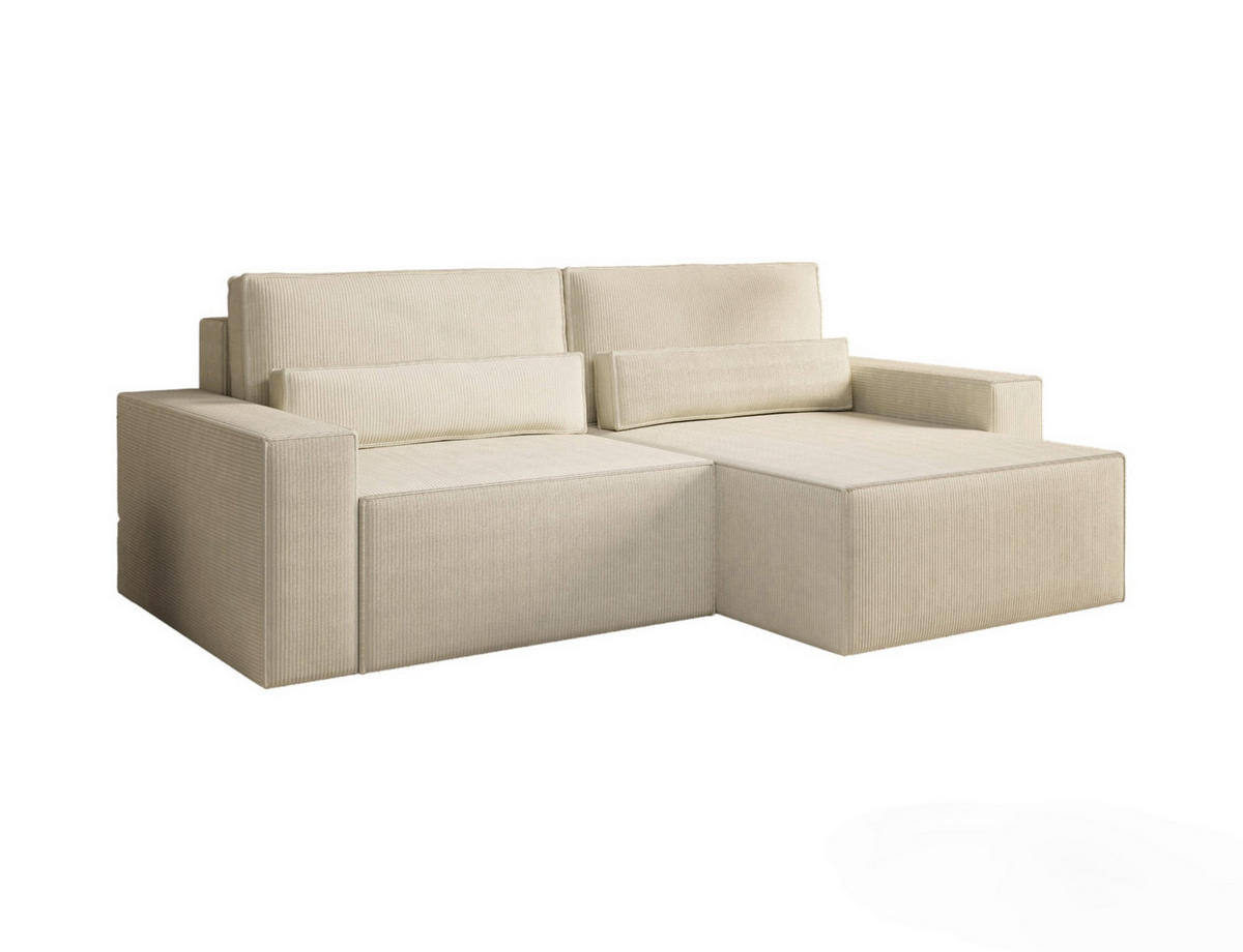 ECKSOFA BRAZIL MINI L Beige Schlaffunktion, Rücken echt  - Beige/Schwarz, Design, Kunststoff/Textil (248/162cm) - MID.YOU