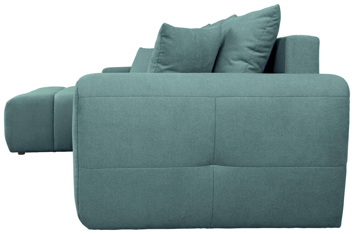 ECKSOFA Petrol Velours  - Petrol/Schwarz, KONVENTIONELL, Kunststoff/Textil (168/298cm) - Carryhome