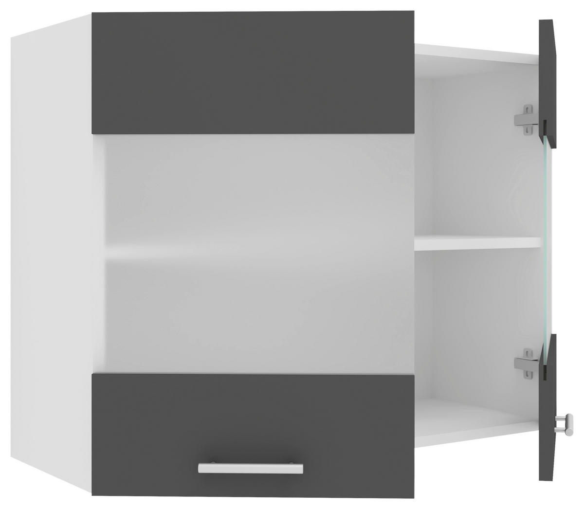 KÜCHENOBERSCHRANK 80/60/31 cm  in Anthrazit, Weiß  - Anthrazit/Alufarben, KONVENTIONELL, Glas/Holzwerkstoff (80/60/31cm) - MID.YOU