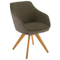ARMLEHNSTUHL  in Flachgewebe  - Eichefarben/Olivgrün, Design, Holz/Textil (60/84/68cm) - Koinor