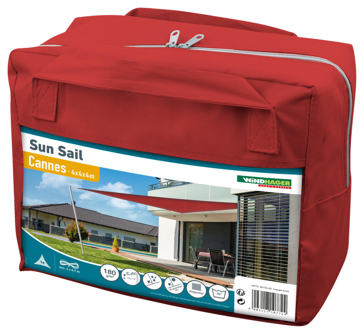 ZAHRADNÍ PLACHTA PROTI SLUNCI 400/400/400 cm - tmavě červená, Basics (400/400/400cm)