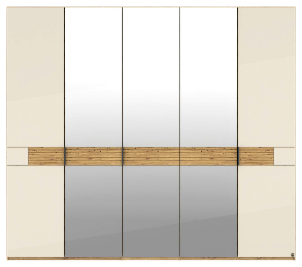 DREHTÜRENSCHRANK 250/216/58 cm,  in Eichefarben, Champagner, 5 Tür(en)  - Schieferfarben/Champagner, Design, Glas/Holz (250/216/58cm) - Musterring