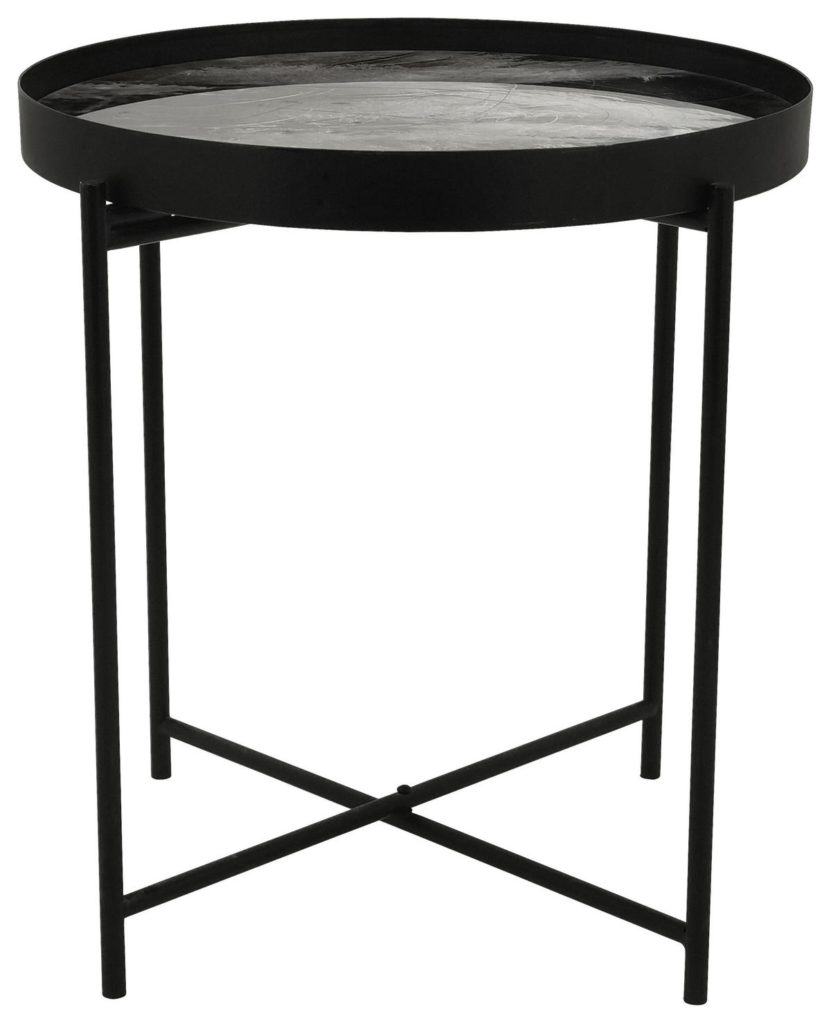 BEISTELLTISCH 43/43/48 cm teilmassiv Schwarz, Beige rund  - Beige/Schwarz, Design, Glas/Holzwerkstoff (43/43/48cm) - Carryhome
