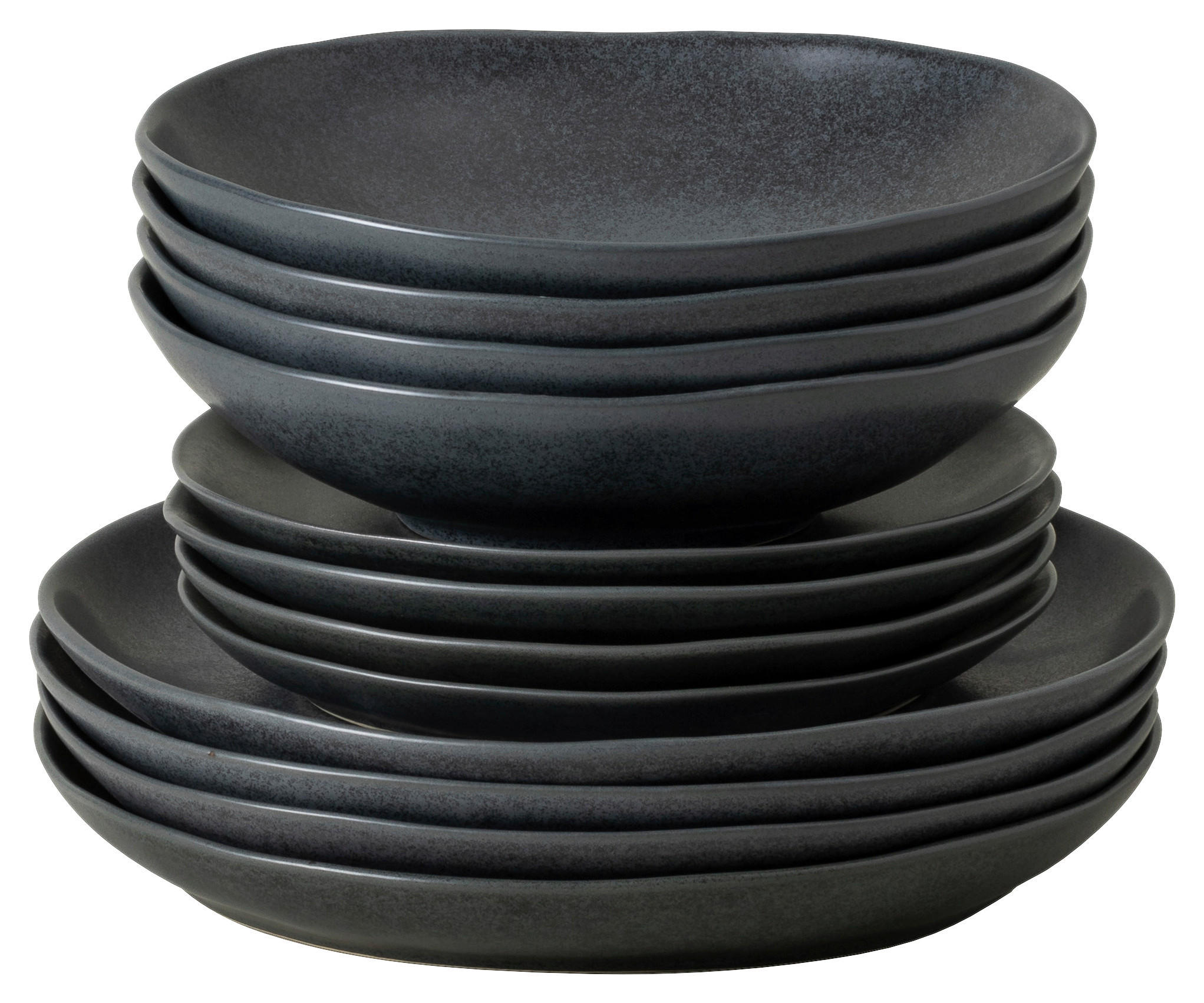 KOMBISERVICE Schwarz LIVIA 12-teilig 4 Personen  - Schwarz, Basics, Keramik - Costa Nova